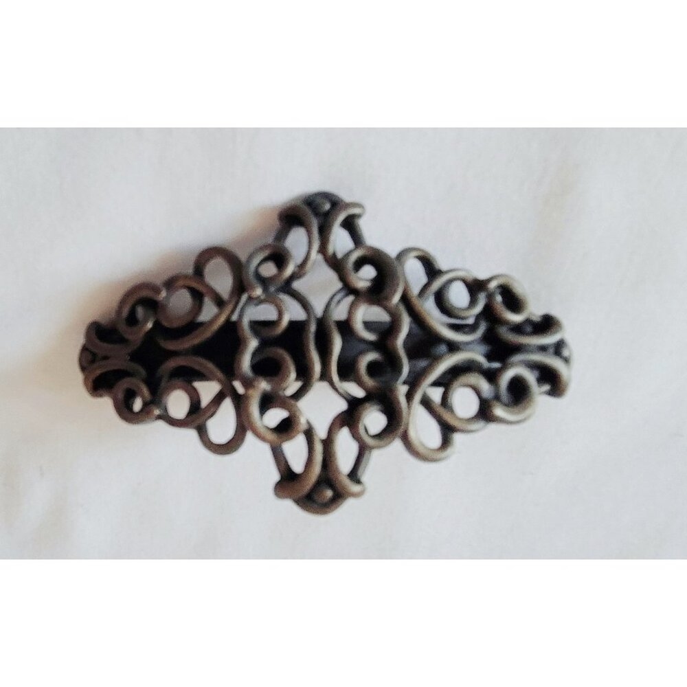 VTG Gold Bronze Hair Heavy Barrette Filigree Victorian Art Deco